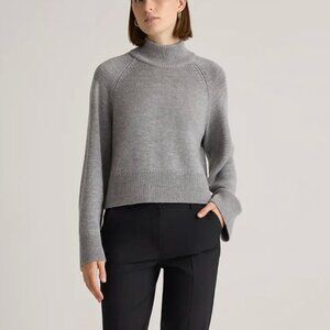 Quince Australian Merino Wool Cropped Mock Neck Sweater